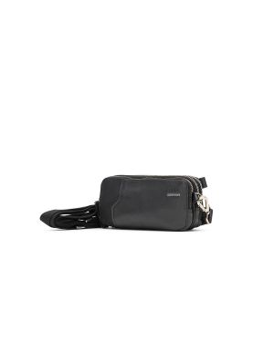 SQUADRA - Astuccio Pelle e Nylon 3 Zip-Nero